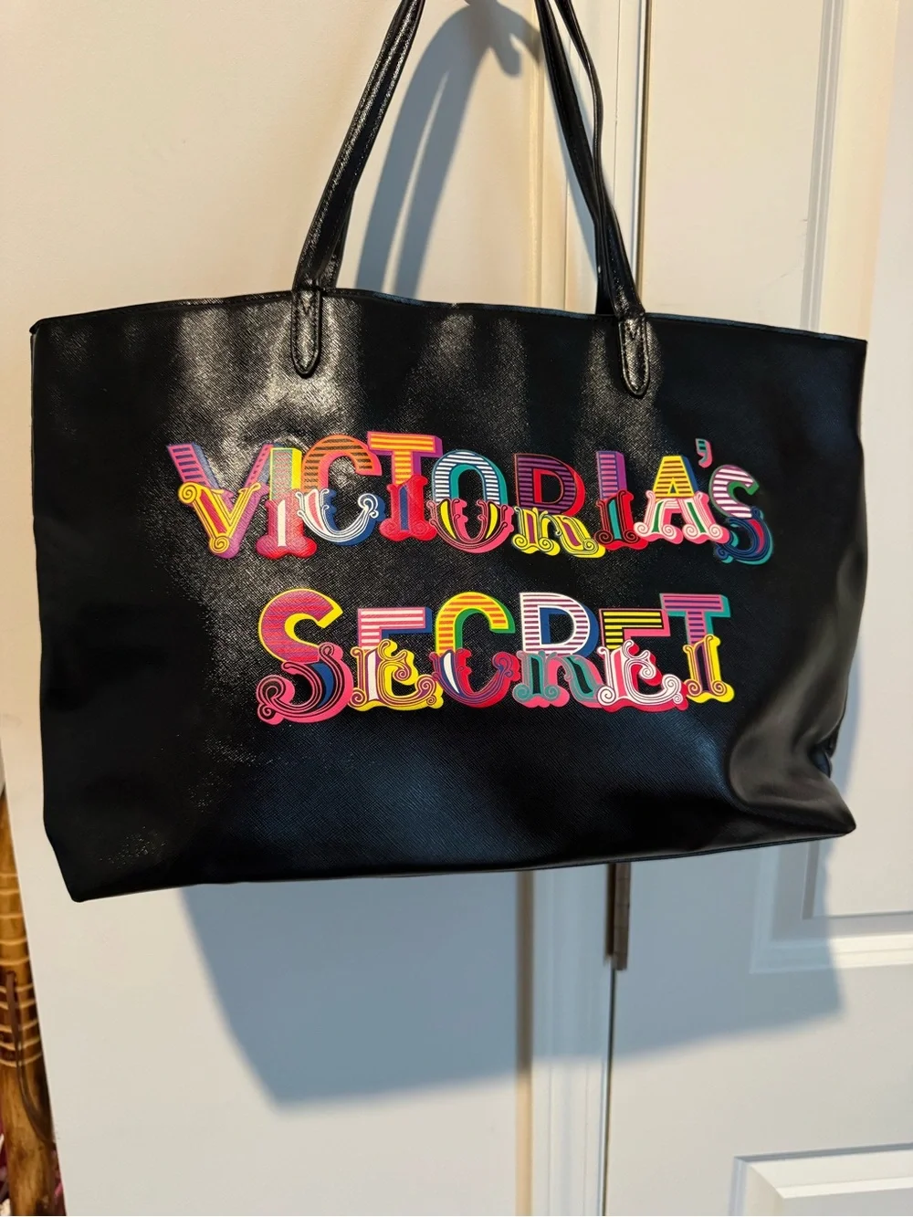 Victoria's Secret Black Tote with Colorful Logo